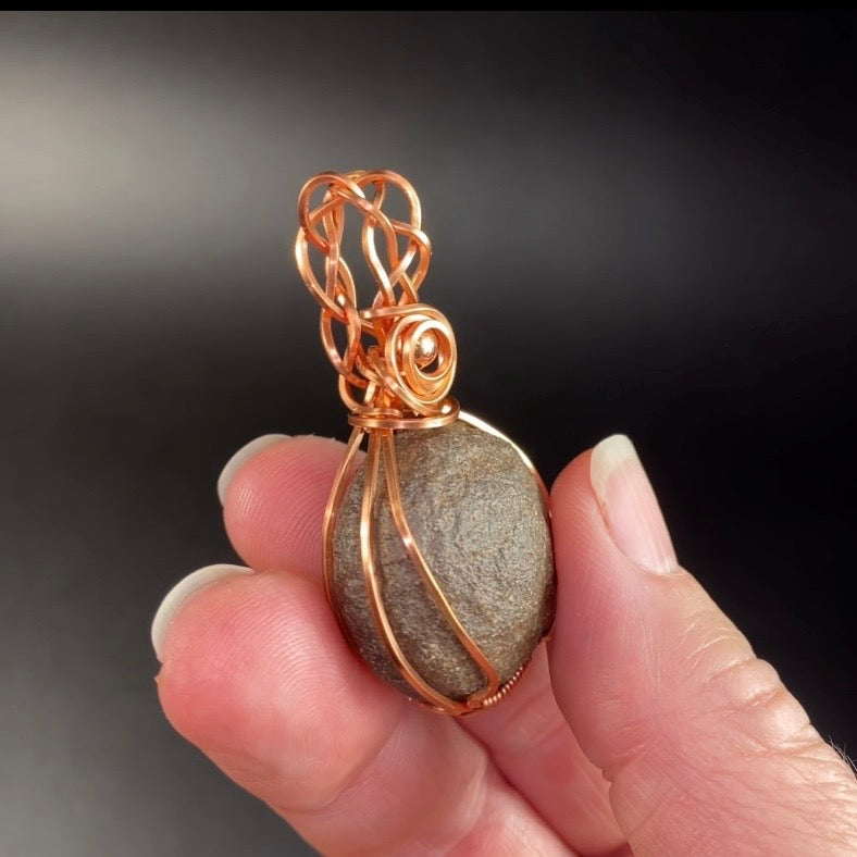 Shaman Stone aka Moqui Marble and Raw Copper Handmade Wire Wrapped Pendant