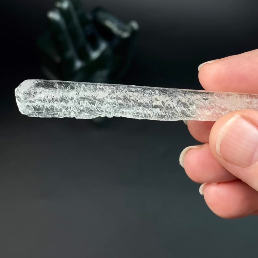 Natural Etched Spodumene Crystal Blade Clear Kunzite, Triphane from Minas Gerais, Brazil