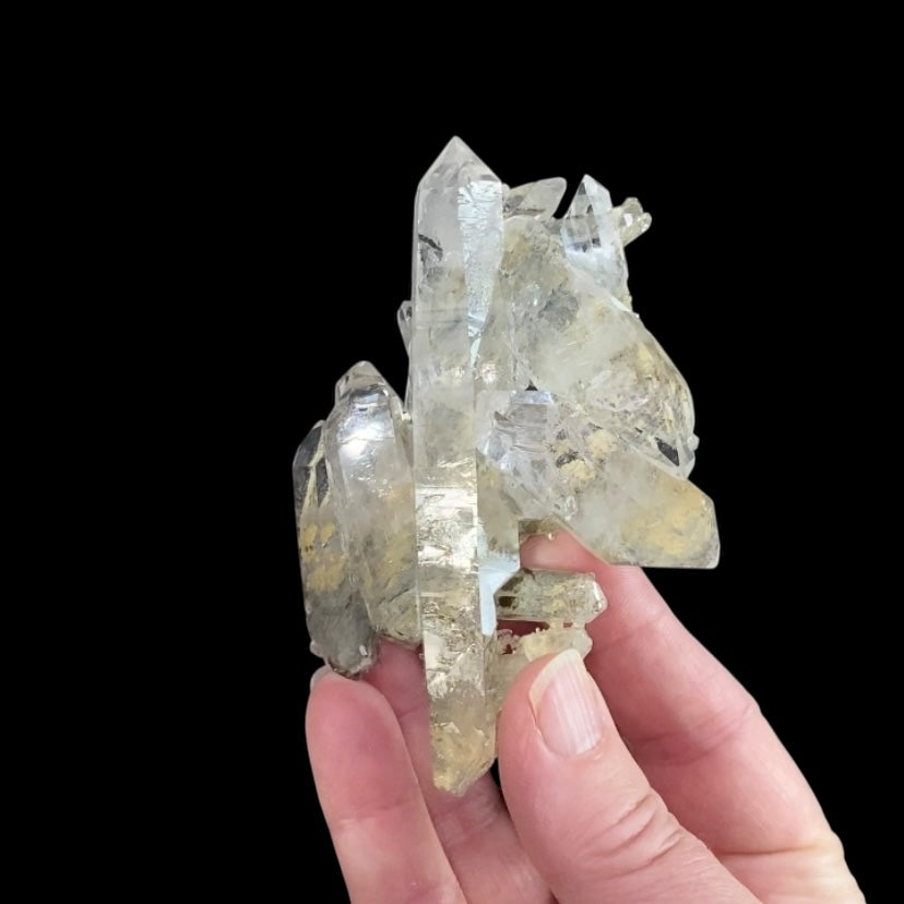 Chlorite Included Quartz Crystal Cluster Plate from Minas Gerais, Brazil