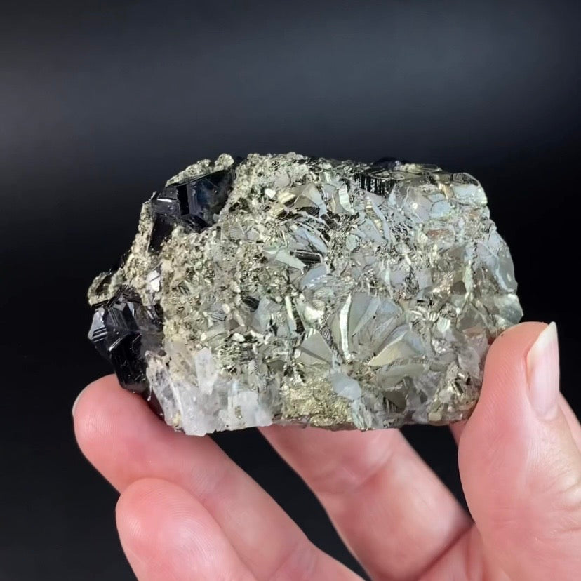 Sphalerite Cluster with Pyrite and Quartz from Trepça Mines, Kosovo
