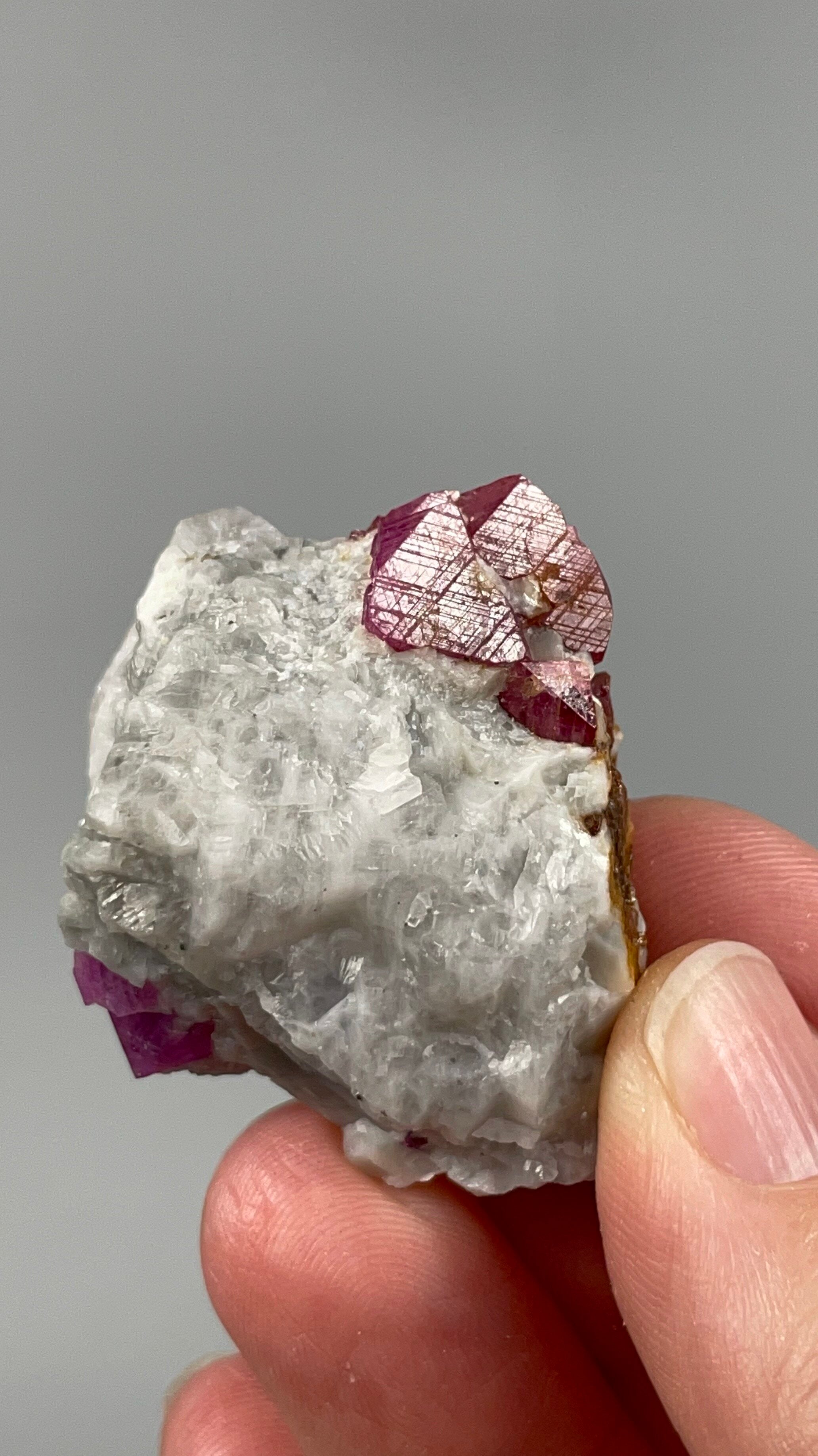 UV Reactive Natural Ruby Crystal on Marble Matrix