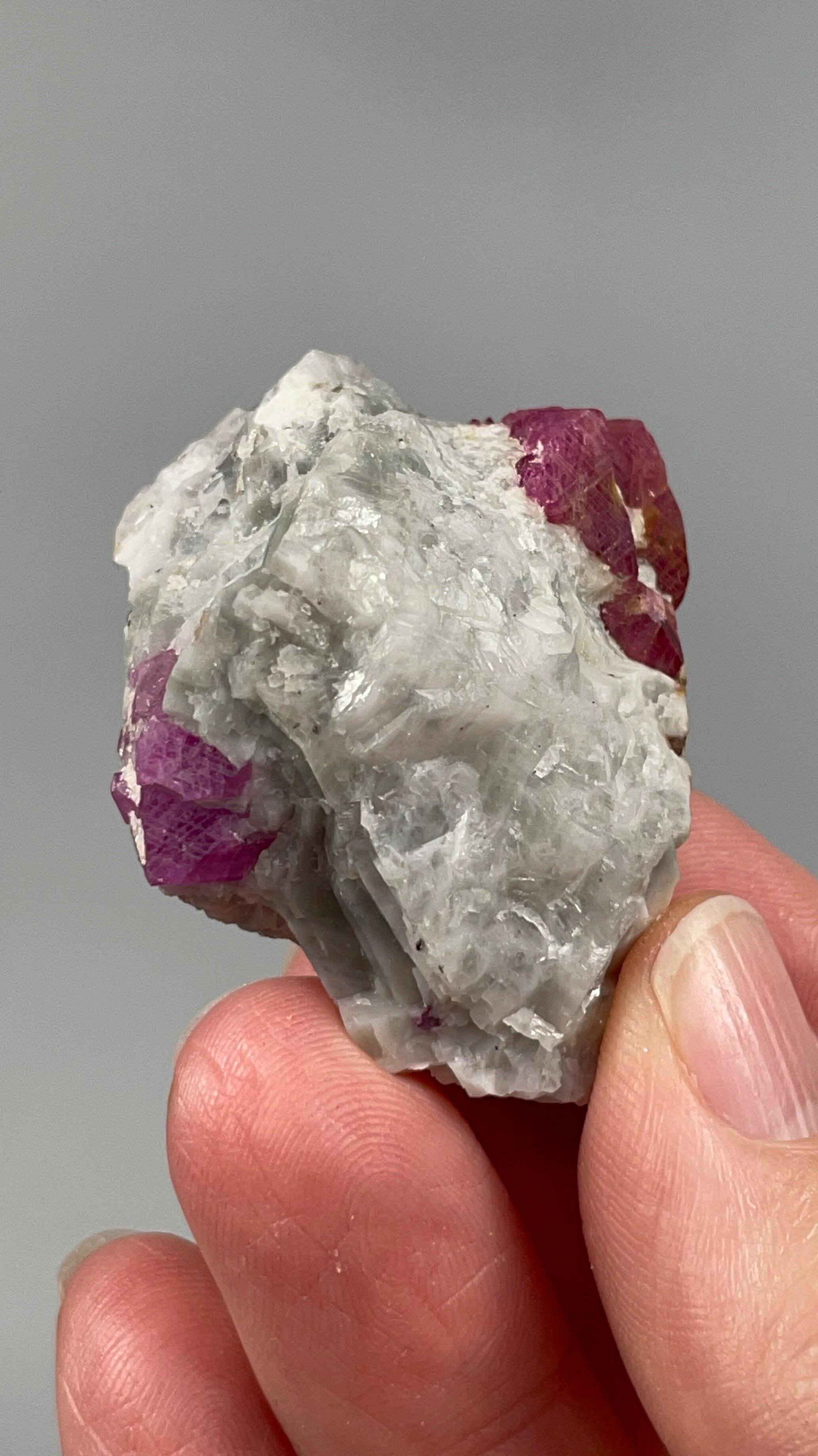 UV Reactive Natural Ruby Crystal on Marble Matrix