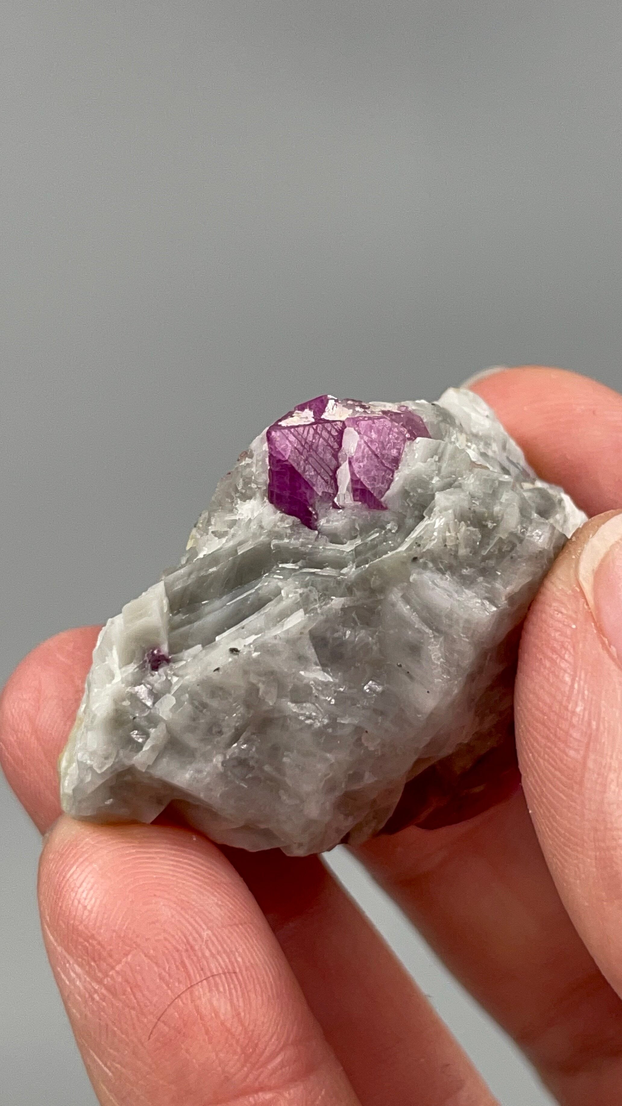 UV Reactive Natural Ruby Crystal on Marble Matrix