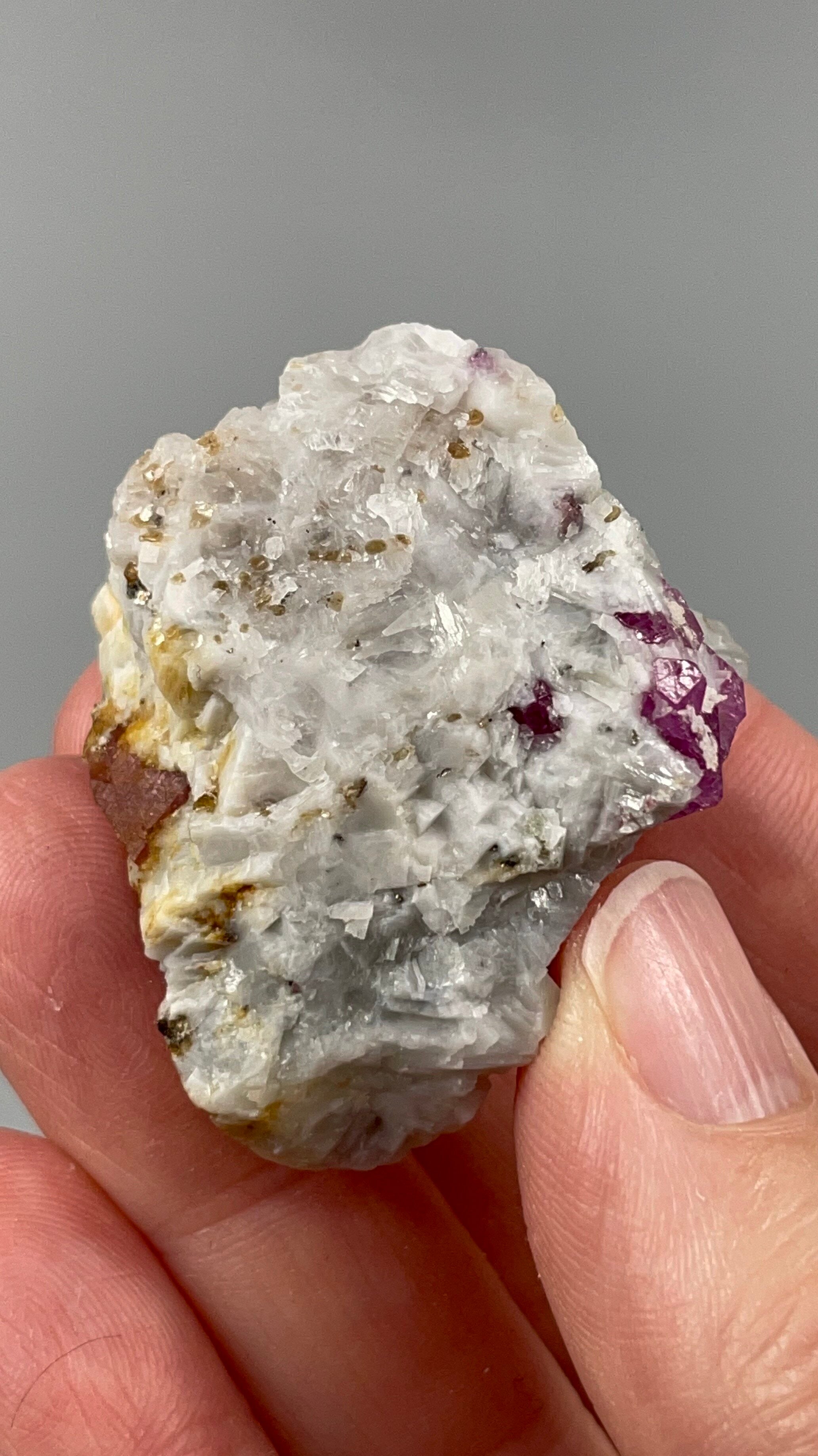 UV Reactive Natural Ruby Crystal on Marble Matrix