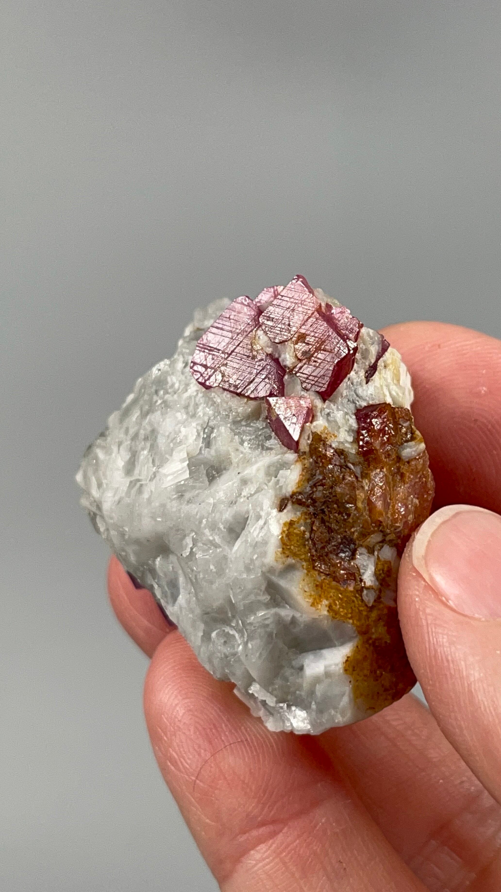 UV Reactive Natural Ruby Crystal on Marble Matrix