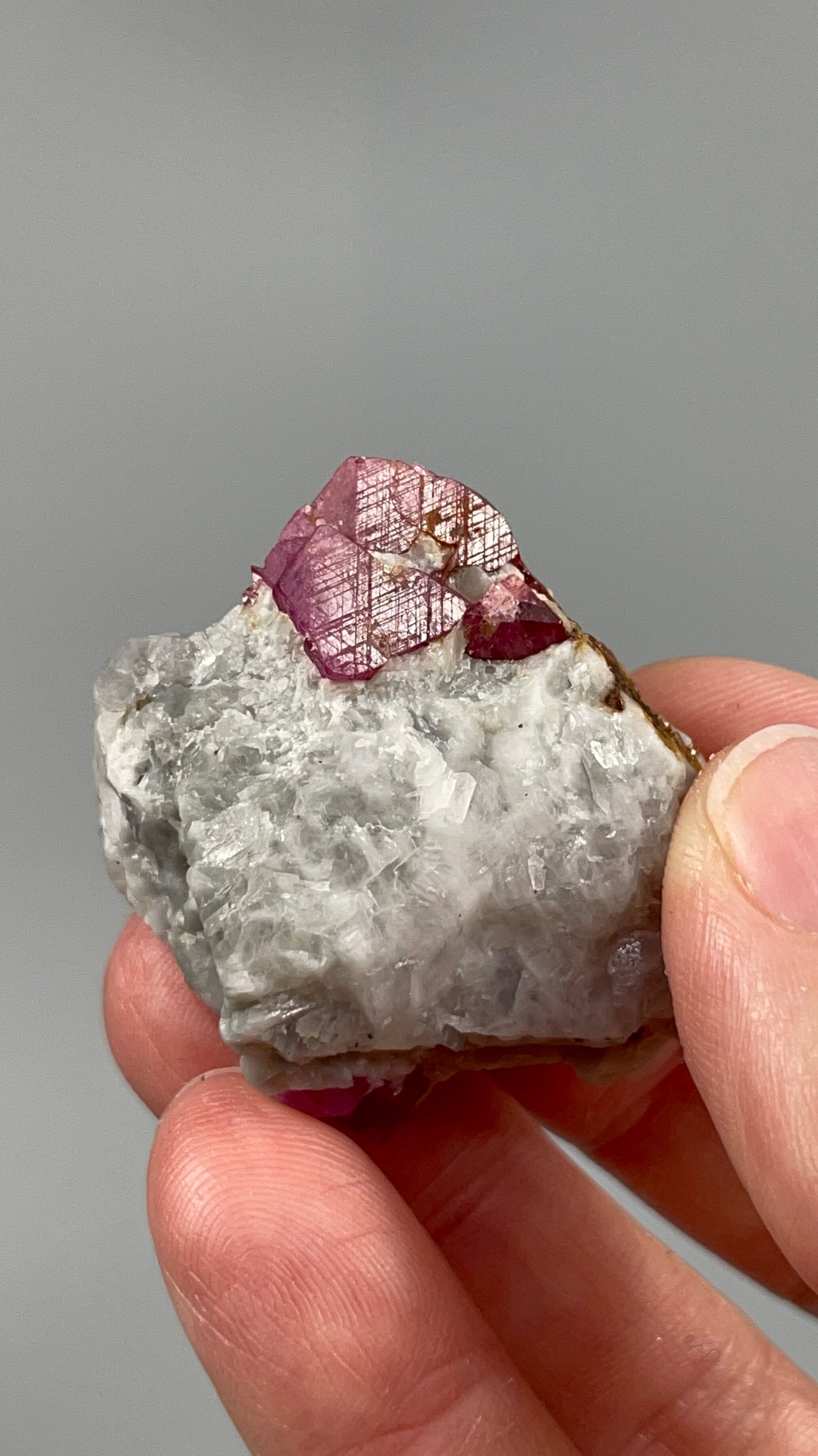 UV Reactive Natural Ruby Crystal on Marble Matrix