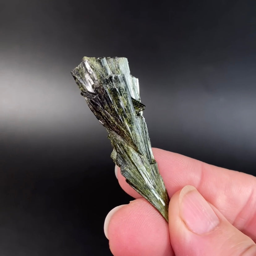 Deep Green Epidote Fan Crystal Cluster