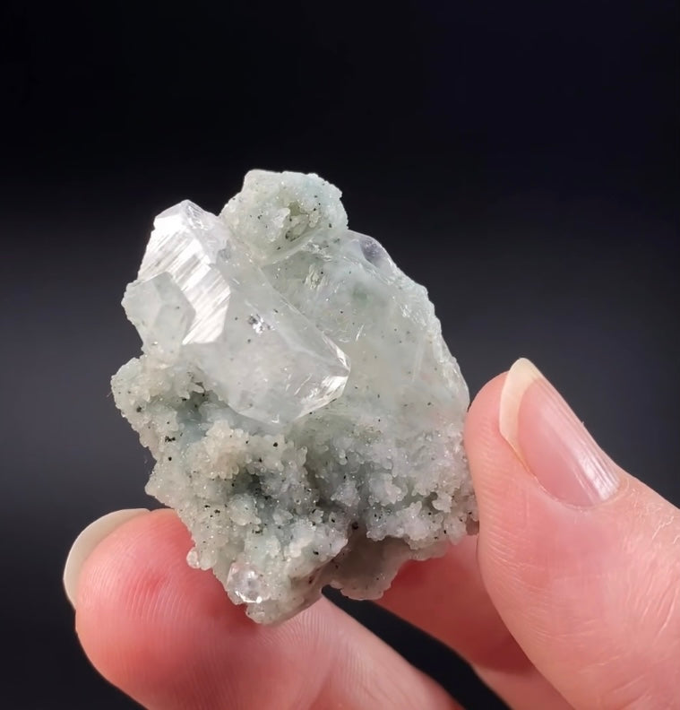 Tabular Apophyllite with Pastel Green-Blue Celadonite Inclusions — Nashik, India