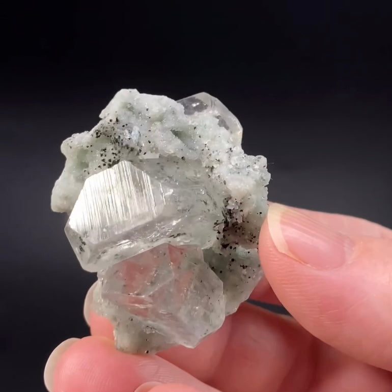 Tabular Apophyllite with Pastel Green-Blue Celadonite Inclusions — Nashik, India