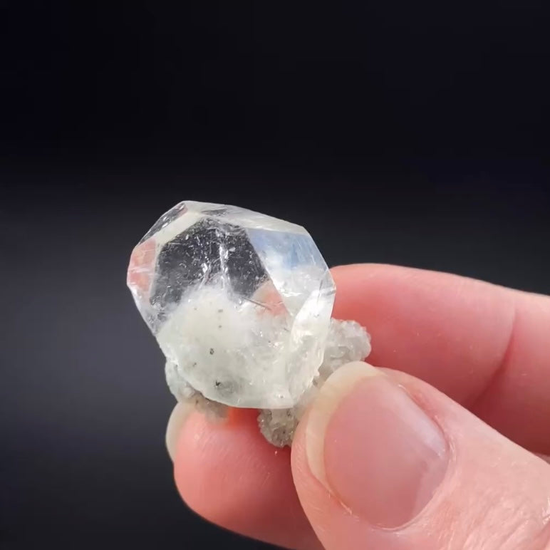 Tabular Apophyllite Crystal with Minor Celadonite - Nashik, India