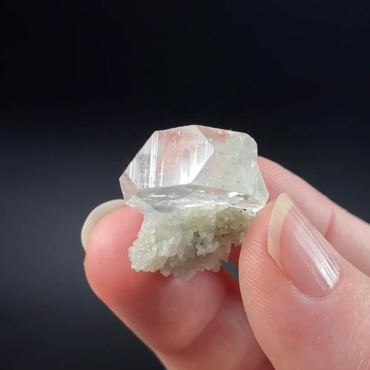 Tabular Apophyllite Crystal with Minor Celadonite - Nashik, India