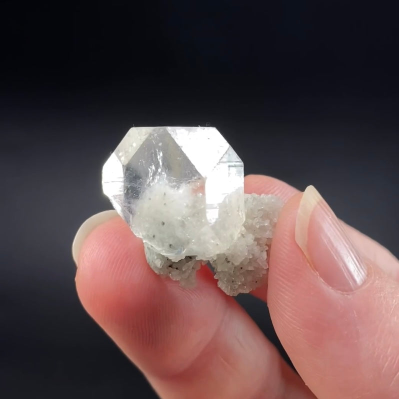 Tabular Apophyllite Crystal with Minor Celadonite - Nashik, India