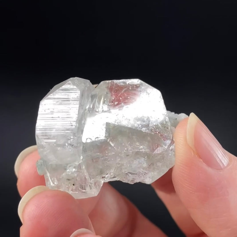 Tabular Apophyllite with Pastel Green-Blue Celadonite Inclusions — Nashik, India