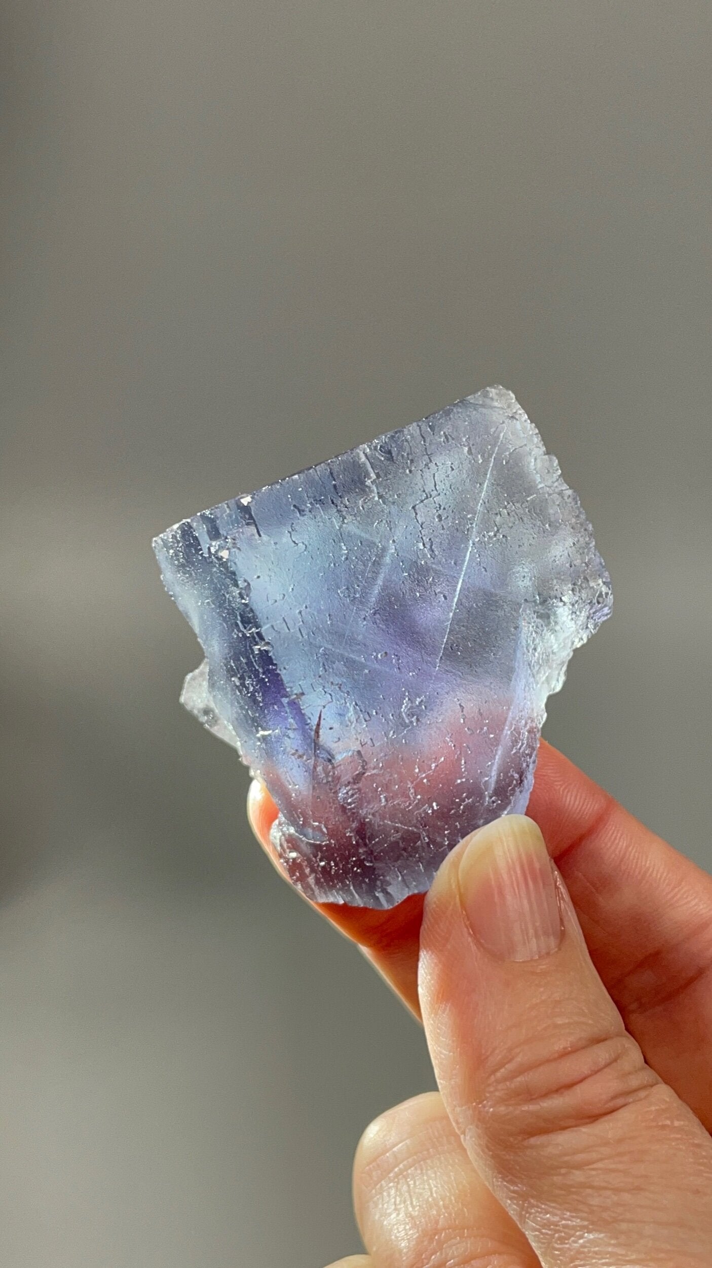 Beautiful Blue Partial Fluorite Cube with Phantom