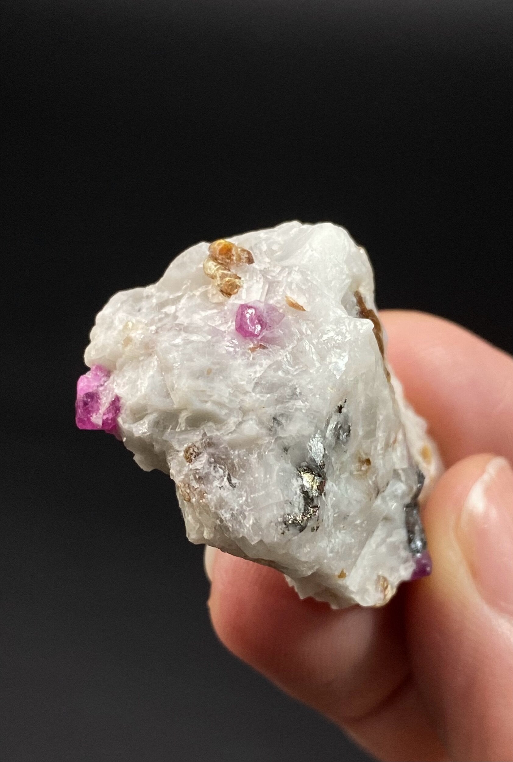 Pseudo Octahedral Natural Ruby Crystals on Marble Matrix, Jegdalek, Afghanistan