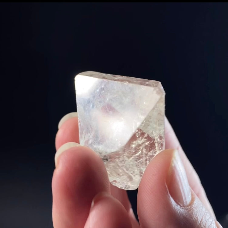 Fluorescent Clear Topaz Crystal with Chisel Shaped Termination