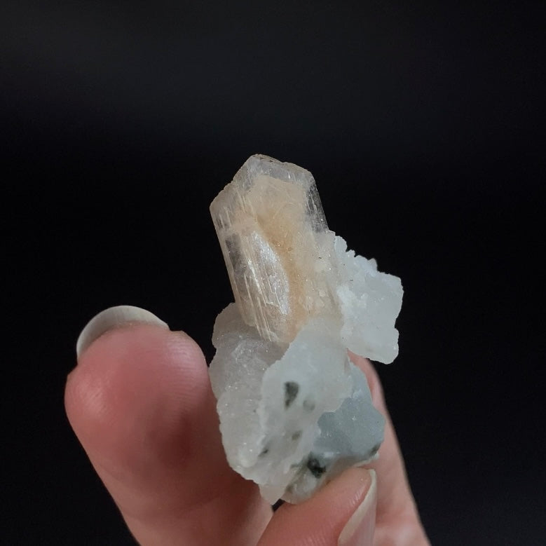 Gemmy Stilbite Crystal with Chalcedony Stalactites from Jalgaon, Maharashtra, India