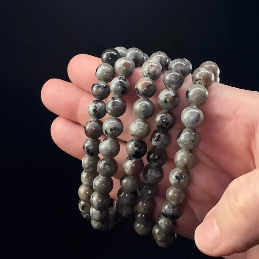 Fluorescent Sodalite and Syenite Yooperlite-Like Bead Stretch Bracelet