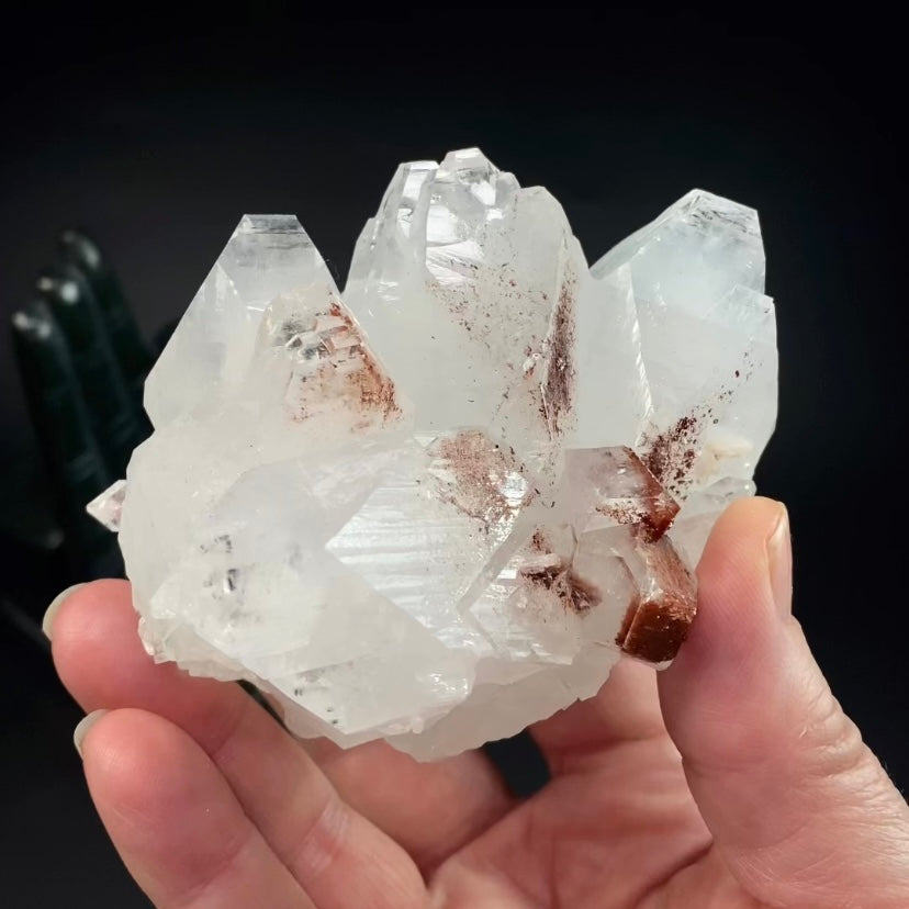 Apophyllite Crystal Cluster with Hematite from Jalgaon, Maharashtra, India