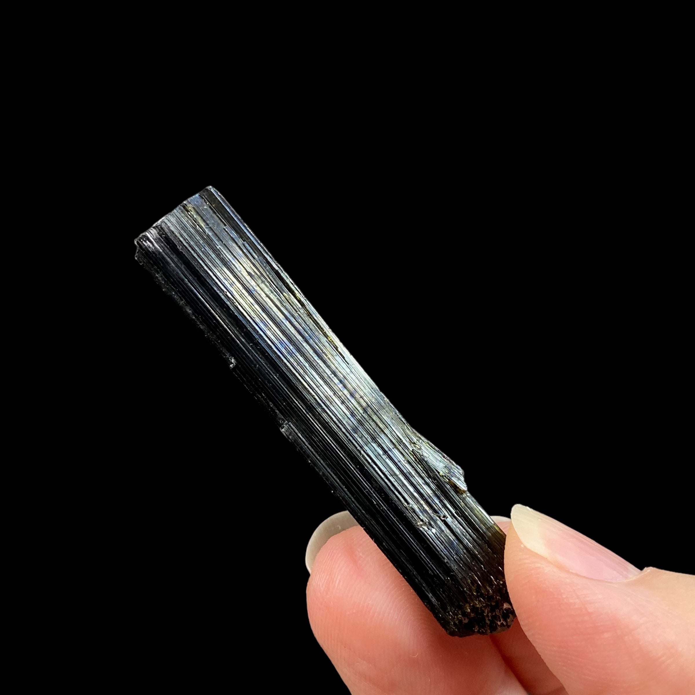 Black Tourmaline Schorl Crystal with Natural Iridescence