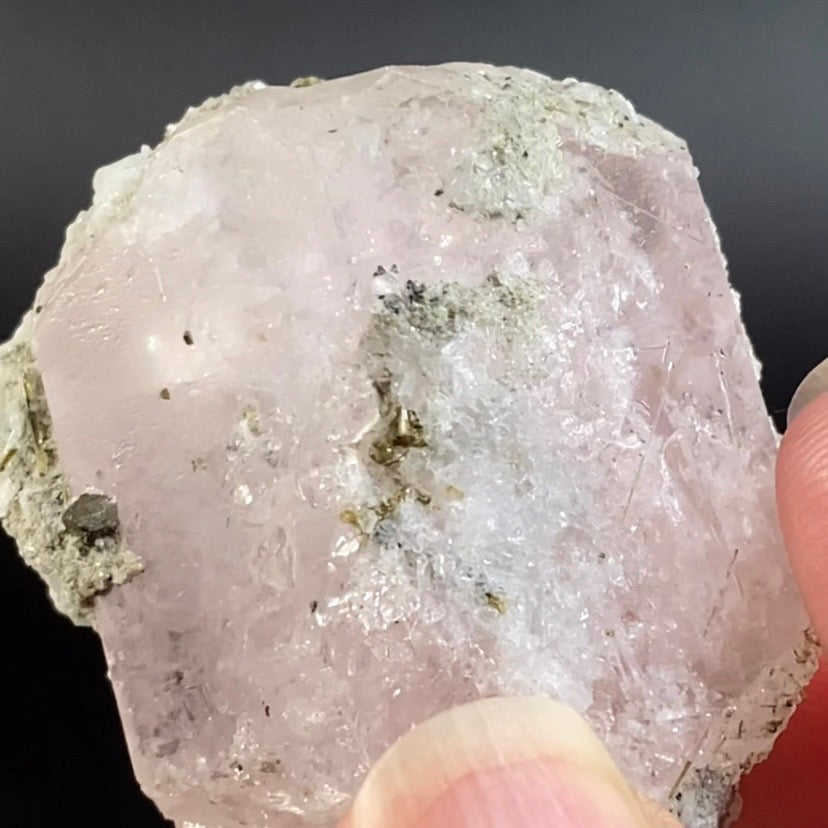 Morganite Crystal with Green Tourmaline & Albite