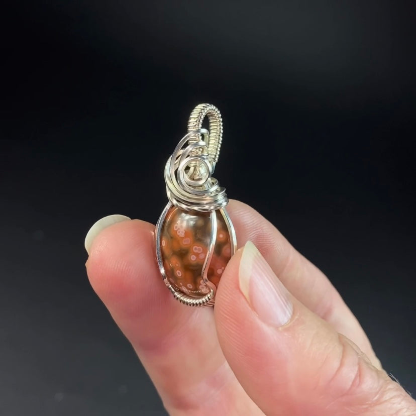 Ocean Jasper and Sterling Silver Wire Wrapped Pendant