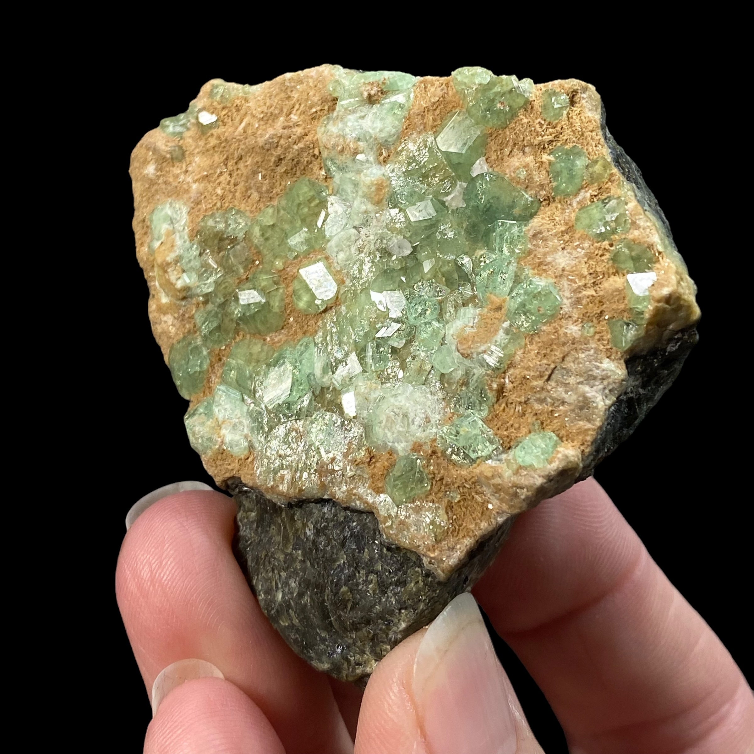 Green Garnet Crystals on Matrix