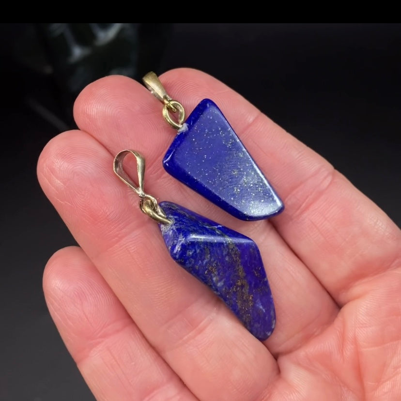 Vibrant Blue Lapis Lazuli & Pyrite Polished Pendant