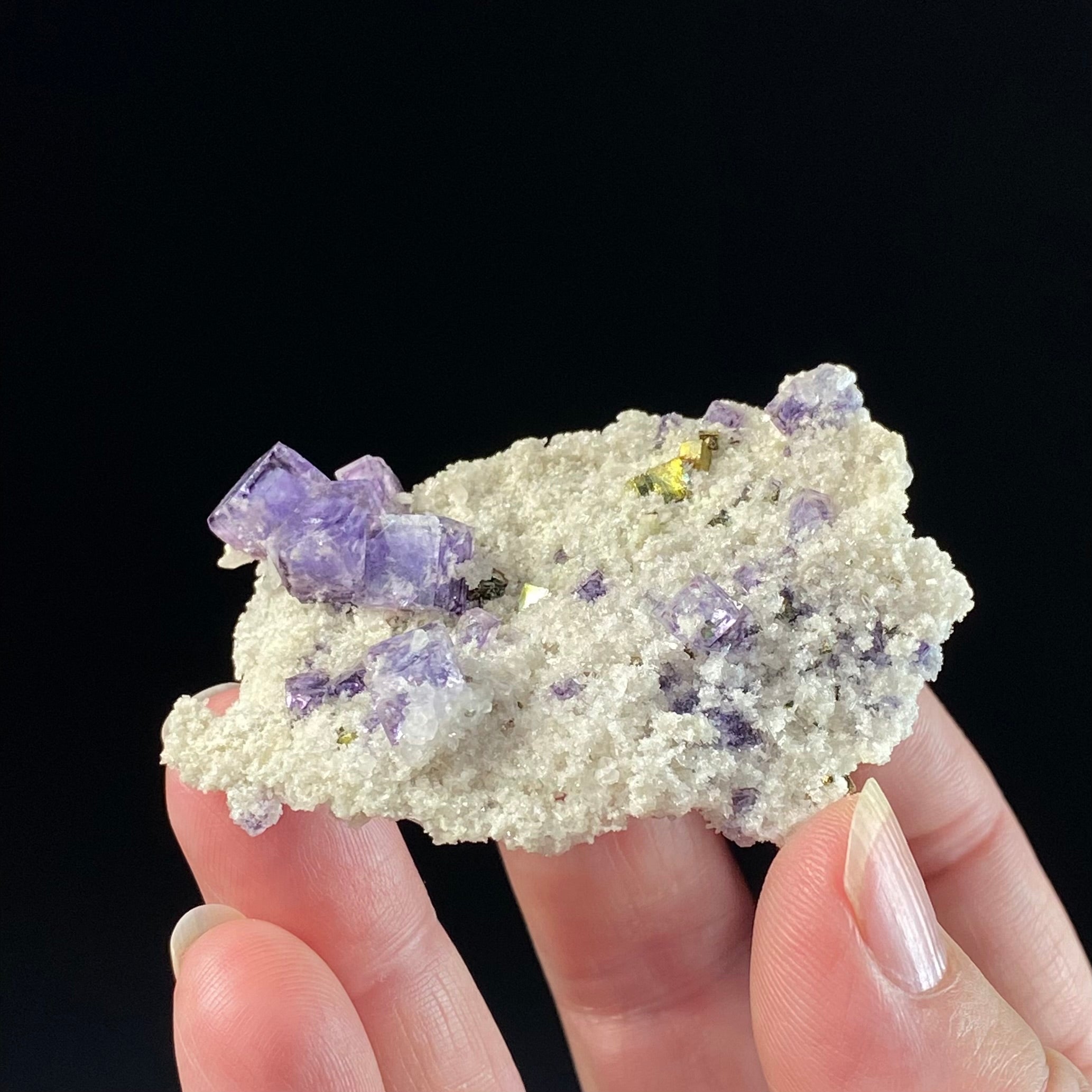 Cubic Purple Fluorite, Pyrite and Quartz Specimen, Shangbao Mine