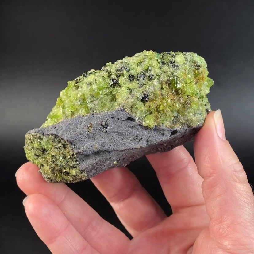 Peridot Crystals on Basalt Matrix from San Carlos, Globe, Arizona