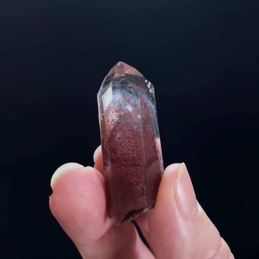 Red Hematite Double Phantom Sunset Quartz Crystal - Tamil Nadu, India