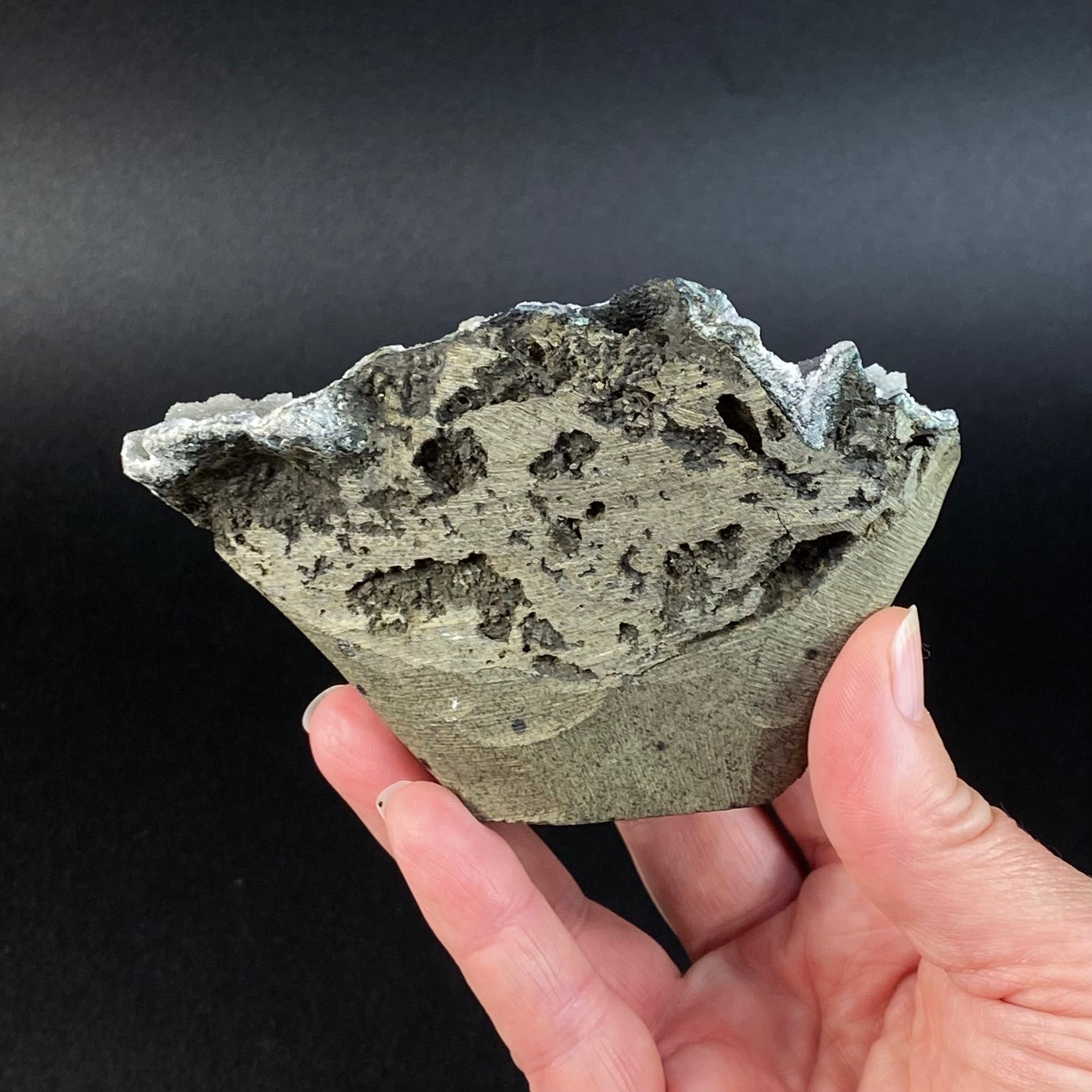Chalcedony Stalactite Cluster in a Trimmed Basalt Pocket from Jalgaon, Maharashtra, India