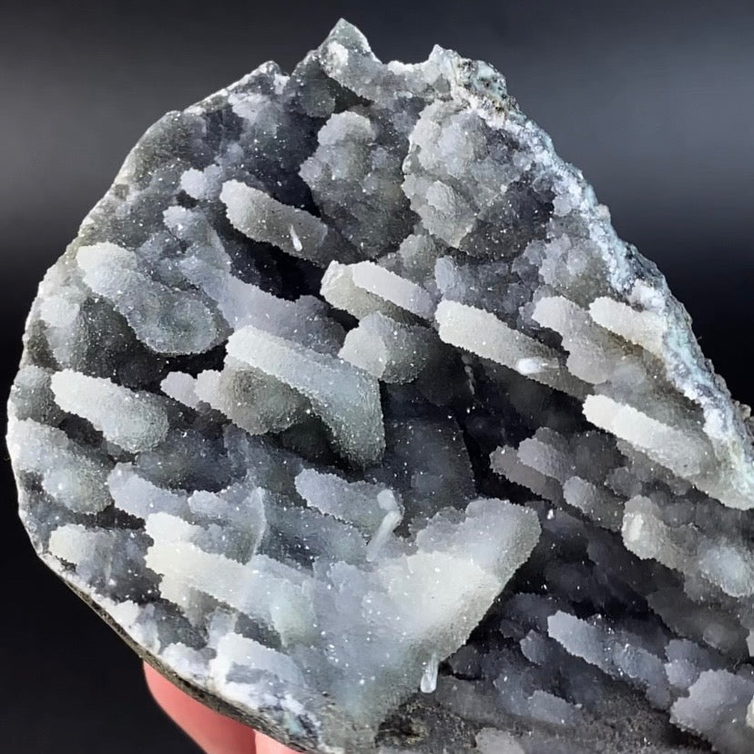 Chalcedony Stalactite Cluster in a Trimmed Basalt Pocket from Jalgaon, Maharashtra, India