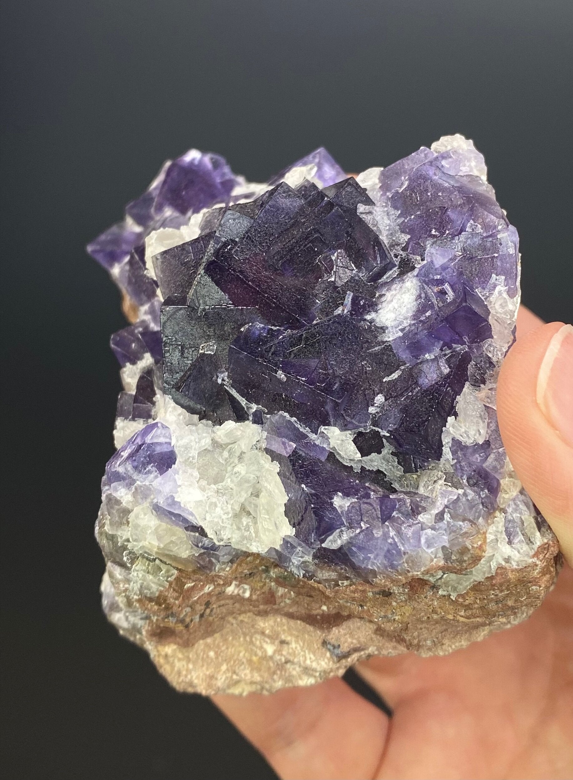 Purple Fluorite Cluster with Dogtooth Calcite