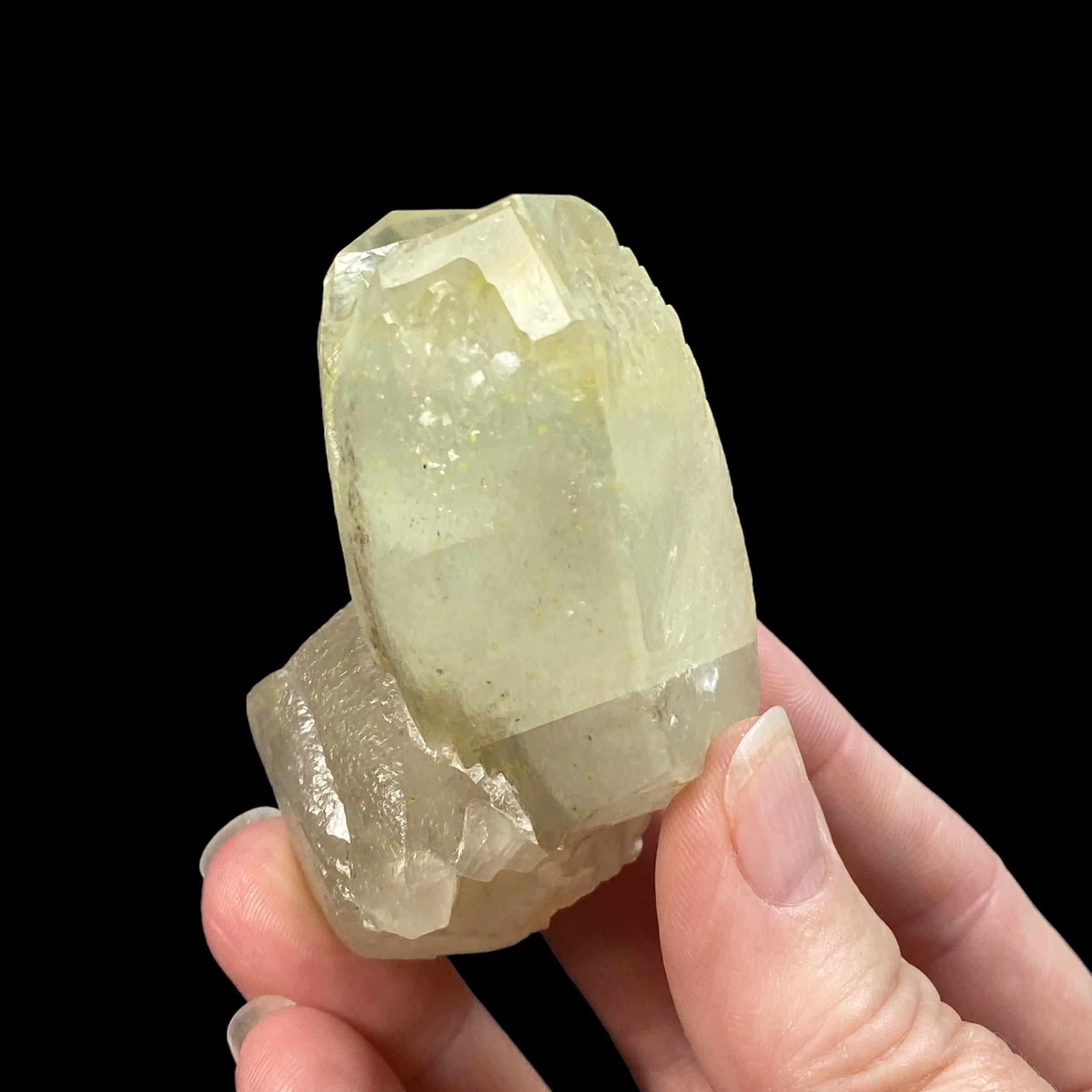 Inter-grown, Faint "Lemon" Yellow Twin Calcite Crystals