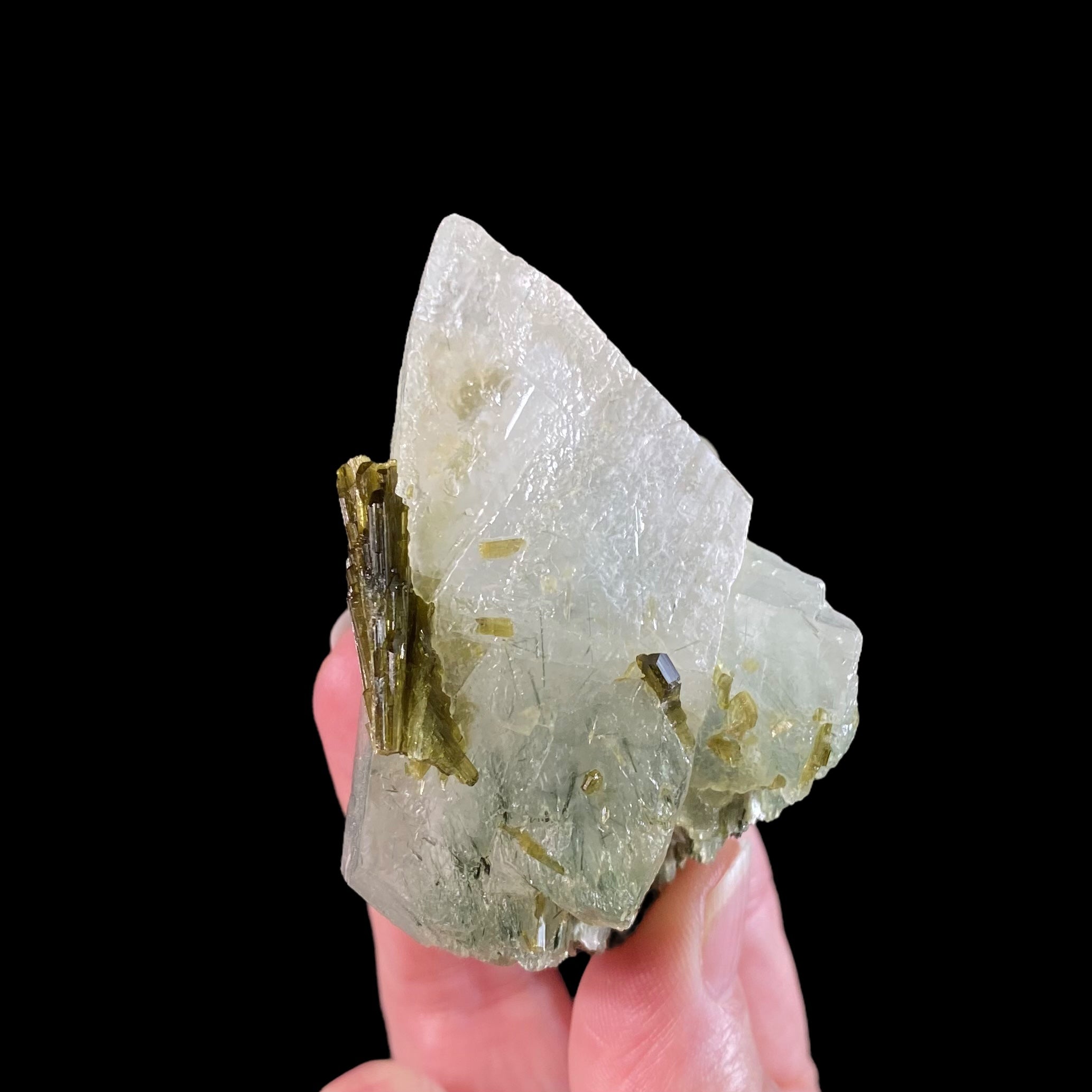 Scalenohedral "Dog Tooth" Calcite Crystal with Epidote & Diopside - Fluorescent