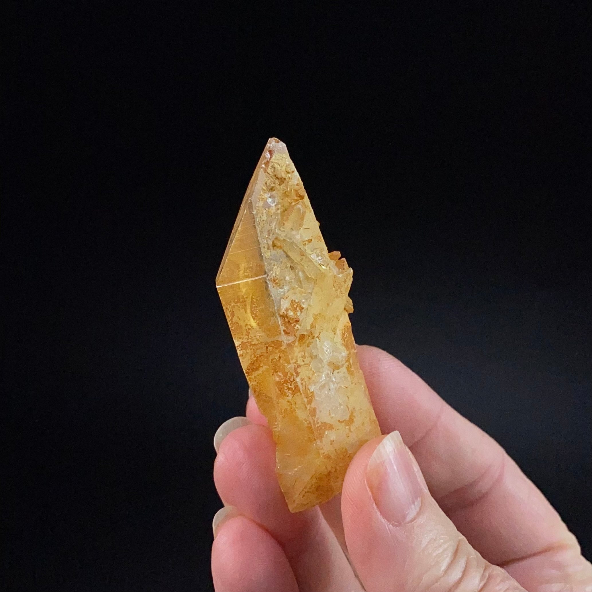 Golden Quartz Crystal with Natural Yellow Iron Oxide Surface Coating