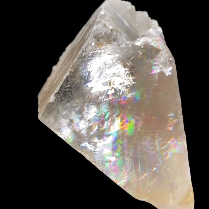 Light Golden Calcite Crystal with Rainbows Galore