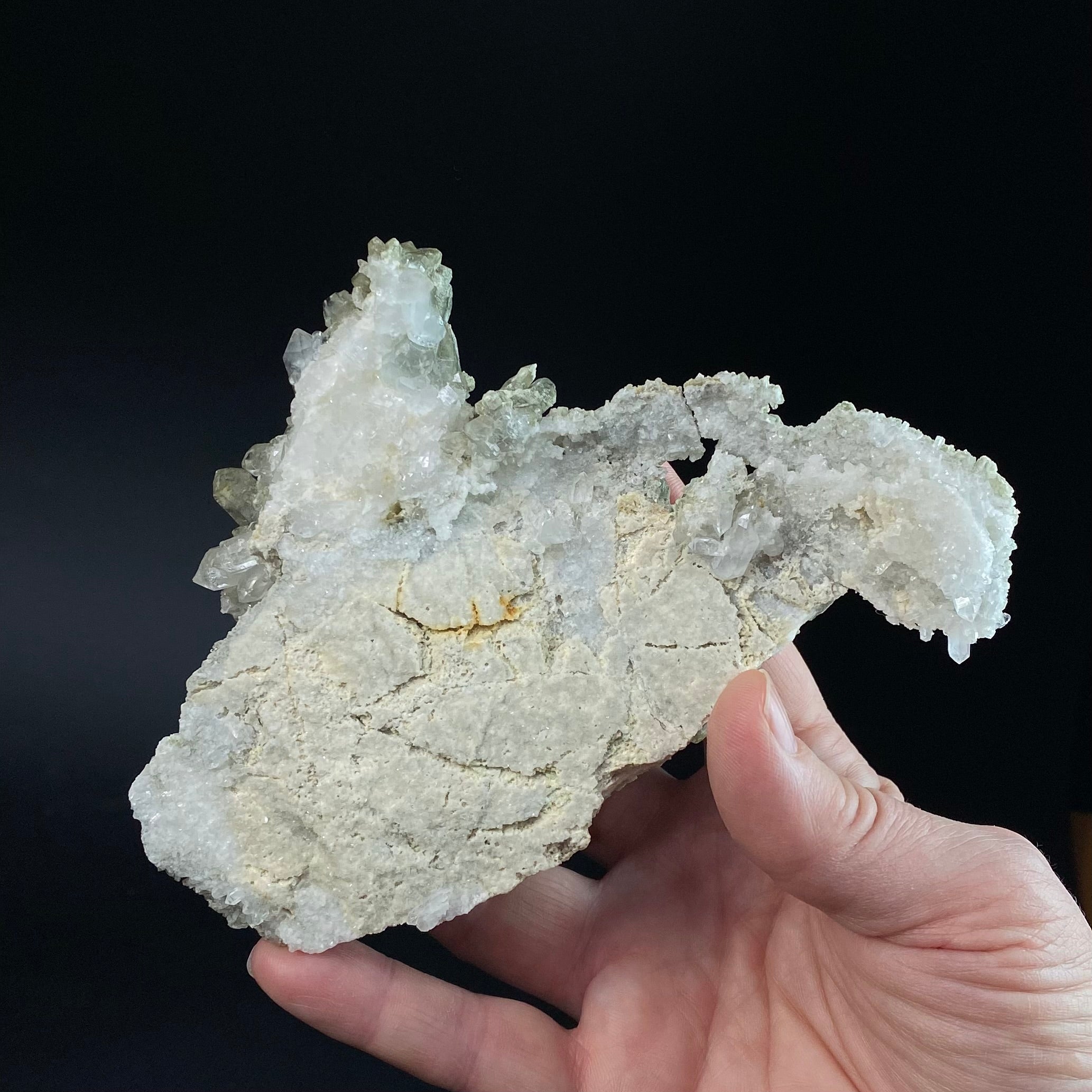 Chlorite Included Quartz Crystal Cluster with Pericline