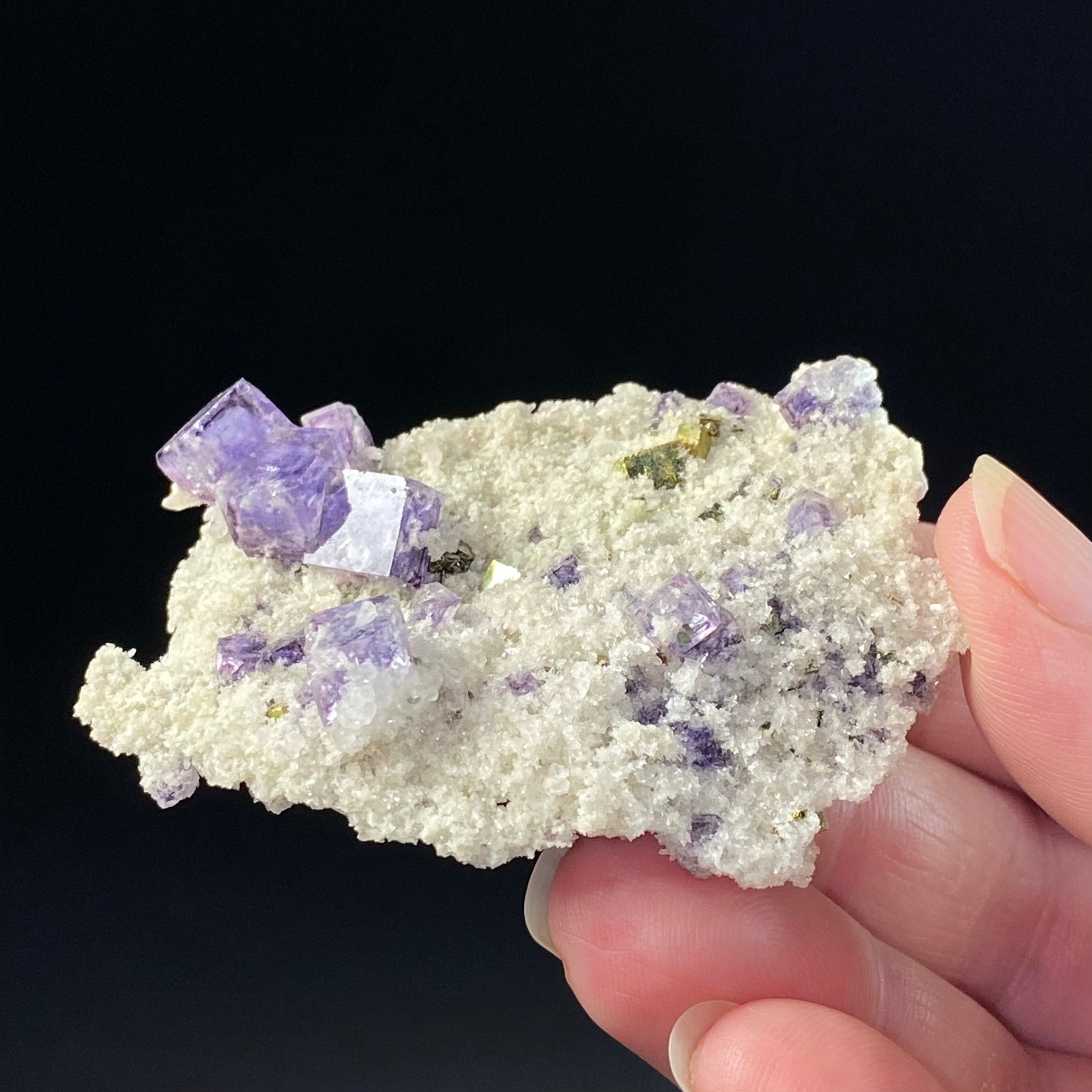 Cubic Purple Fluorite, Pyrite and Quartz Specimen, Shangbao Mine