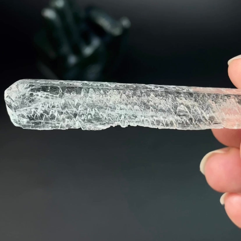 Natural Etched Spodumene Crystal Blade Clear Kunzite, Triphane from Minas Gerais, Brazil