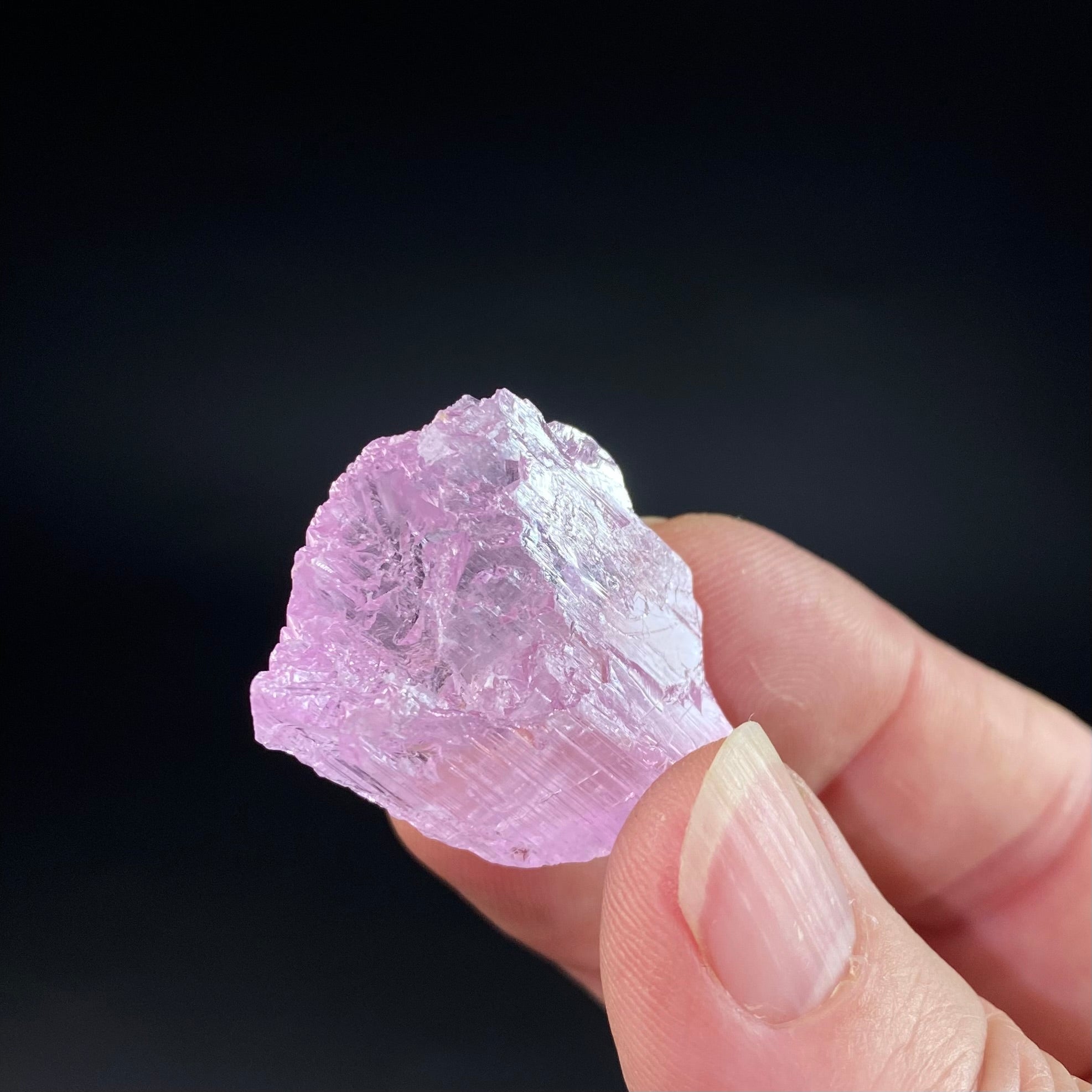 Pink Kunzite Spodumene Crystal, Fluorescent with Multiple Terminations