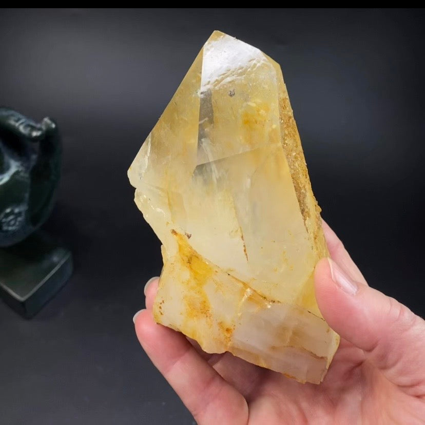 XL Natural Golden Healer Quartz Crystal with Yellow Iron Oxide Surface Coating