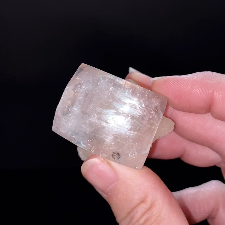 Clear Pseudo Cubic Apophyllite Crystal with Red Hematite Inclusions
