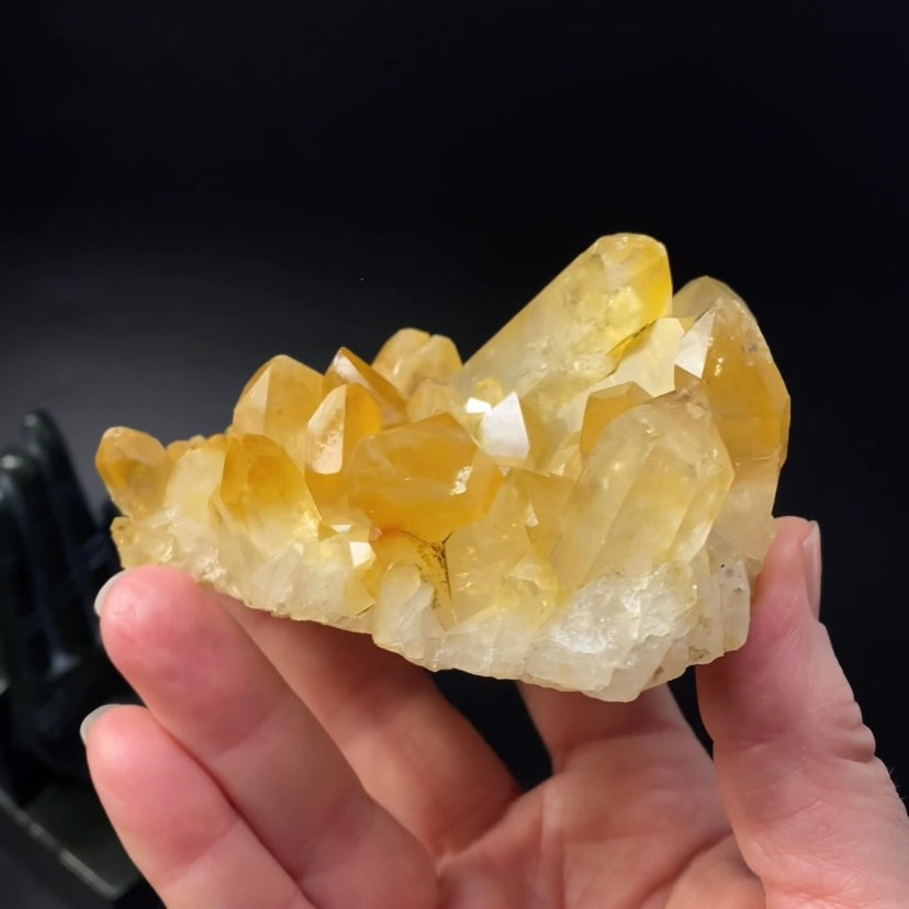 Clear Quartz Crystal Cluster with Natural Yellow Iron Oxide Coating