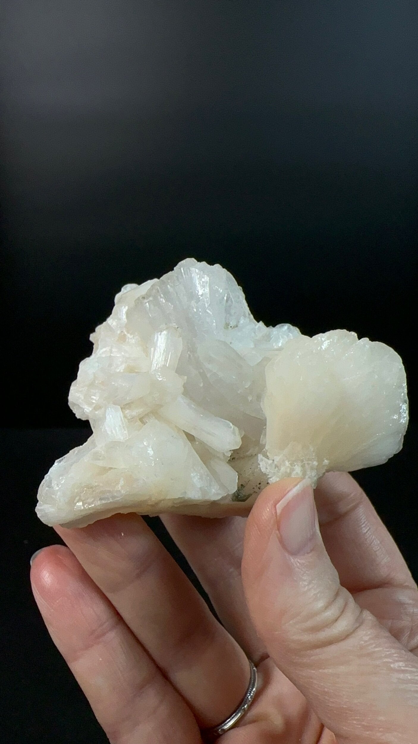 White / Clear Heulandite Fan & Peach Stilbite on Mordenite Matrix