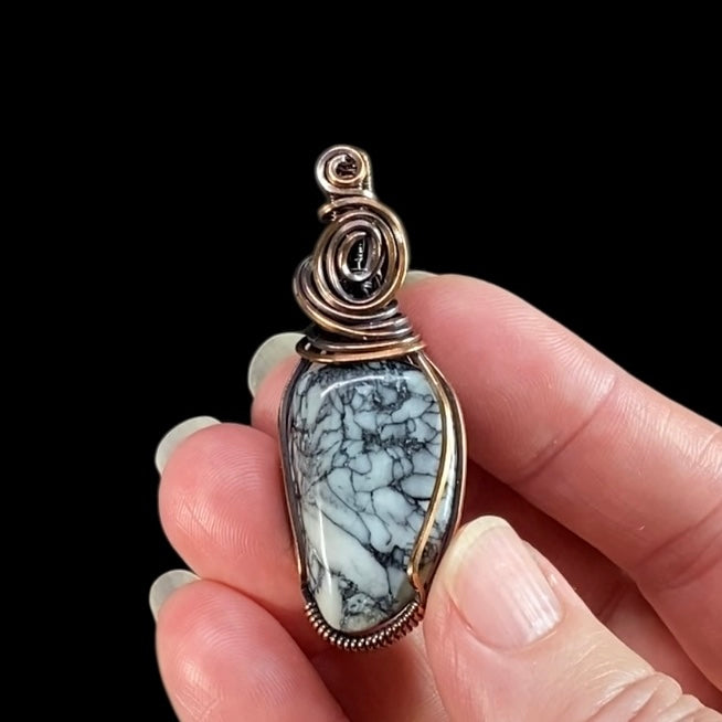 Pinolith Polished Tumble Stone & Copper Wire Wrapped Pendant