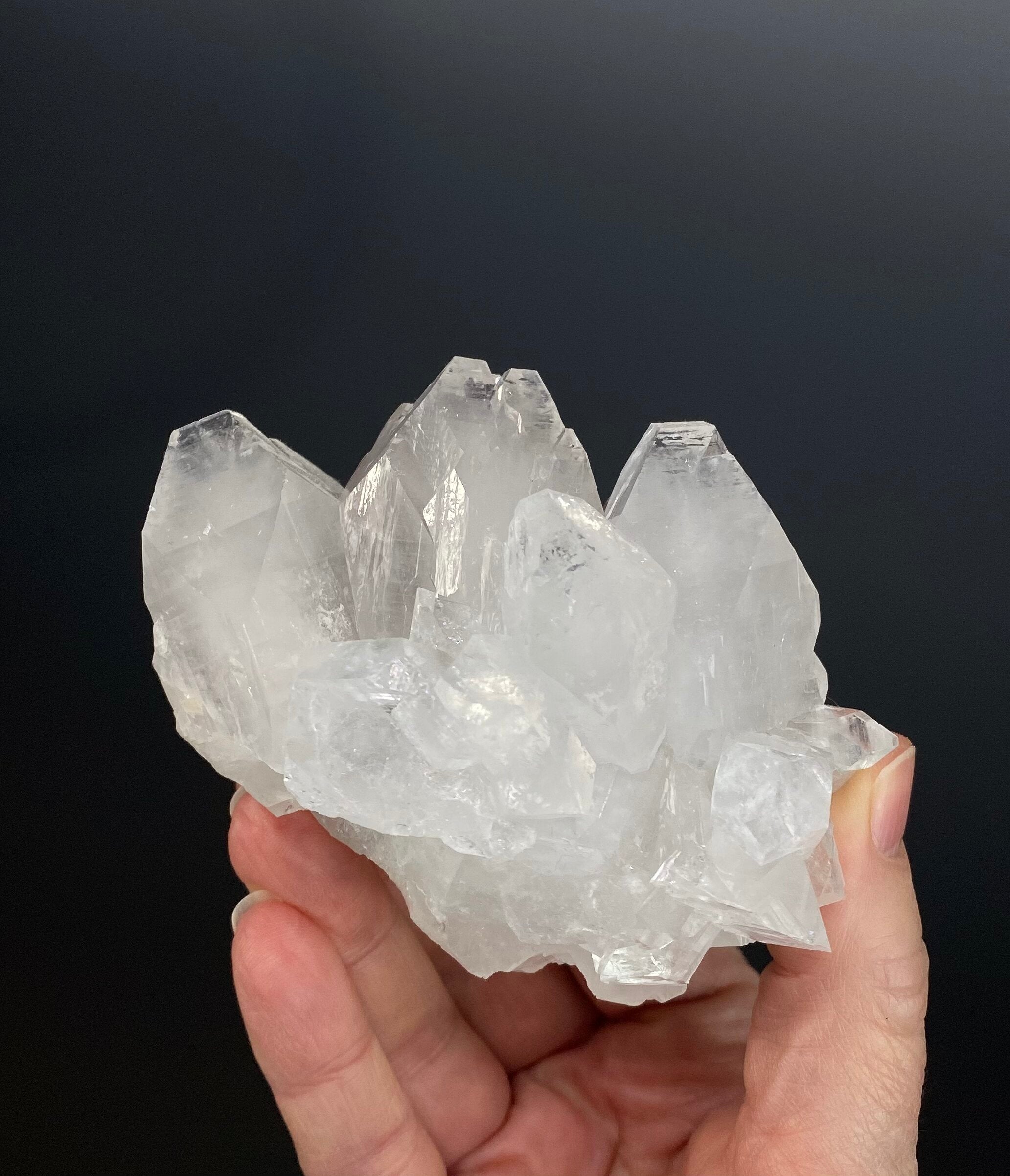 Clear Apophyllite Crystal Cluster with Hematite from Jalgaon, Maharashtra, India