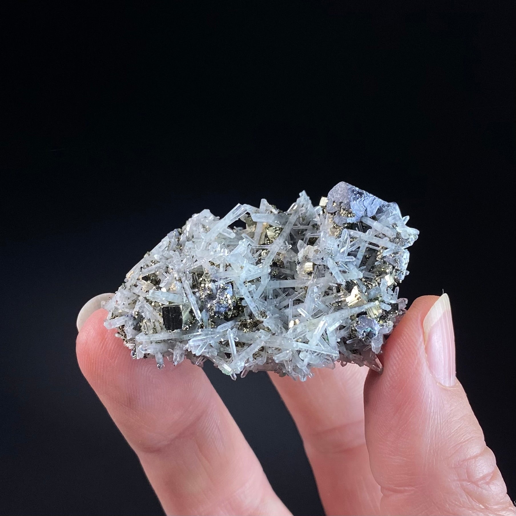 Needle Quartz Crystals, Cubic Pyrite & Galena from Dalnegorsk, Russia