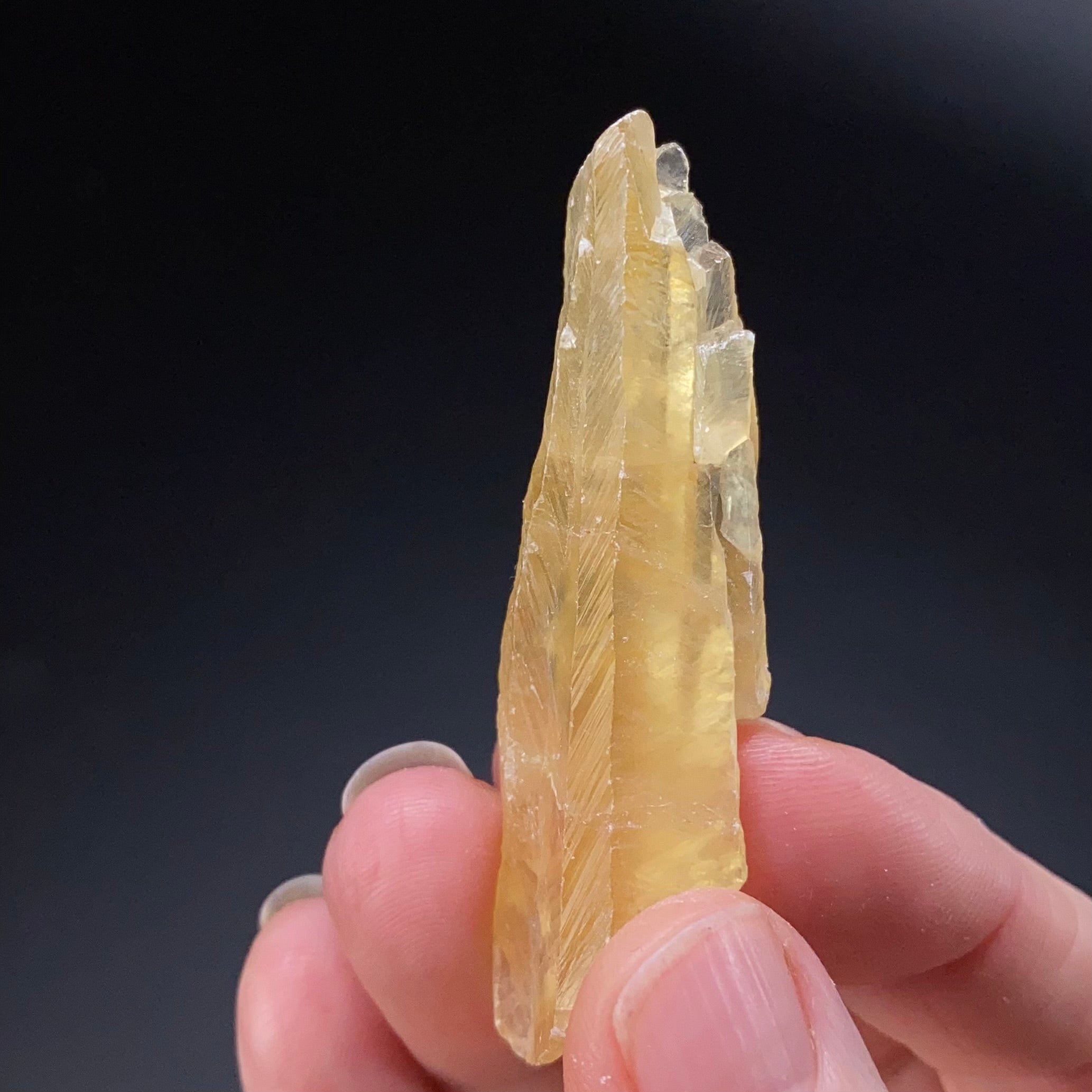 Fluorescent & Phosphorescent Golden Feather Calcite Crystal Lot of 3 Pieces